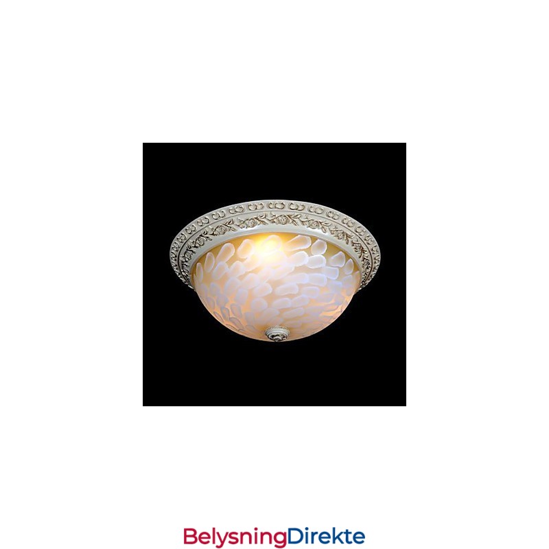 Hvit Innfelt Lampe Med Mønster I Glassharpiks, Gullskjæring, Europeisk Klassisk