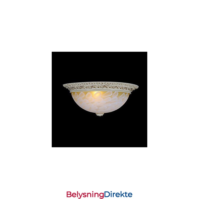 Hvit Innfelt Lampe Med Mønster I Glassharpiks, Gullskjæring, Europeisk Klassisk