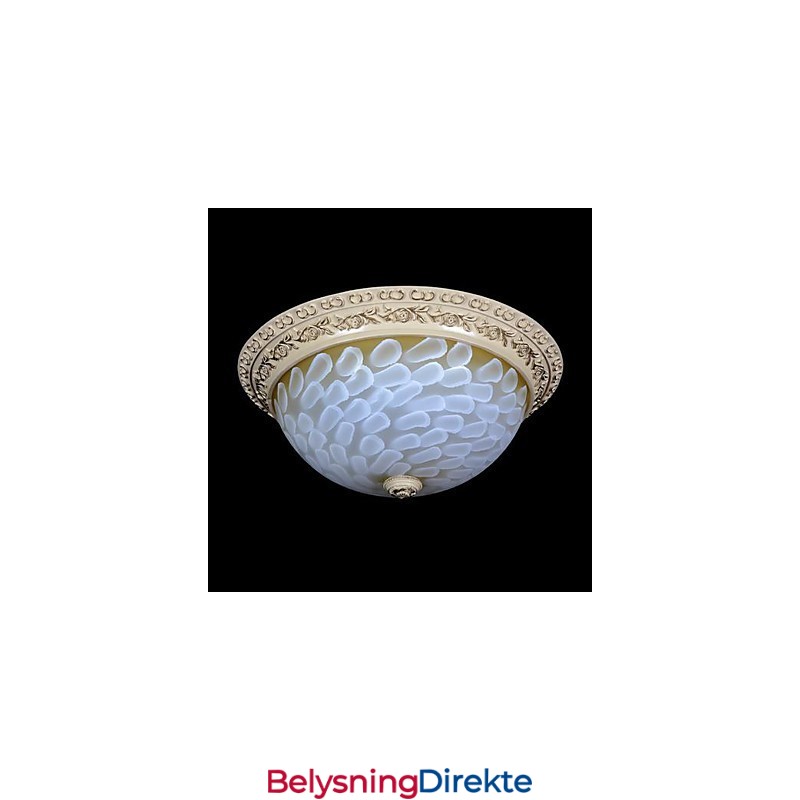 Hvit Innfelt Lampe Med Mønster I Glassharpiks, Gullskjæring, Europeisk Klassisk