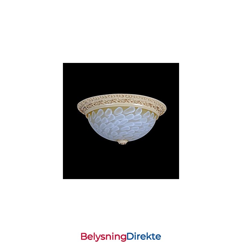 Hvit Innfelt Lampe Med Mønster I Glassharpiks, Gullskjæring, Europeisk Klassisk