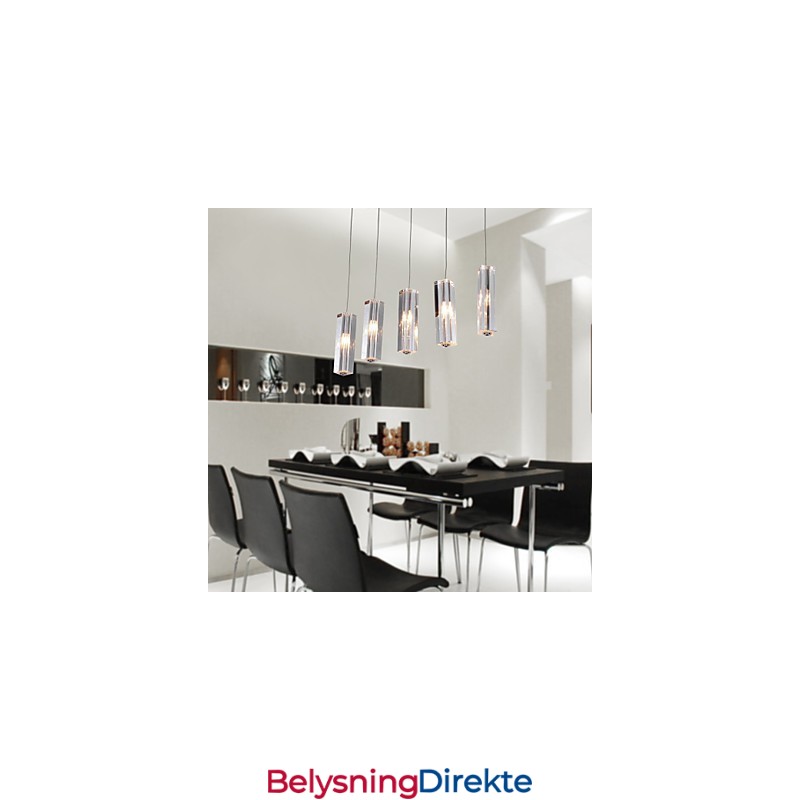 Moderne Samtidskunst Øy Krystall Krom Metall Pendellampe