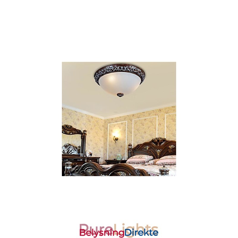 Innfelt Lampe I Glassharpiks, Sølvutskjæring, Europeisk Klassisk