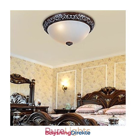 Innfelt Lampe I Glassharpiks, Sølvutskjæring, Europeisk Klassisk