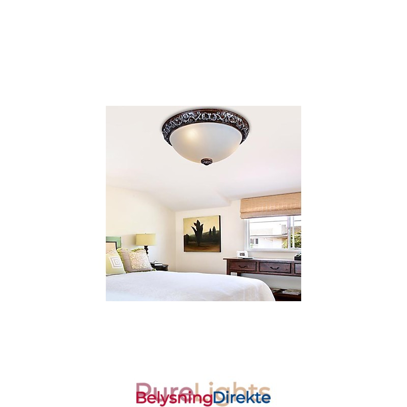 Innfelt Lampe I Glassharpiks, Sølvutskjæring, Europeisk Klassisk