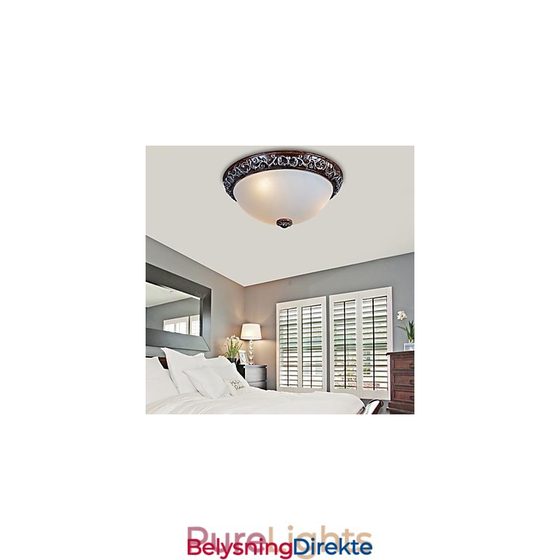 Innfelt Lampe I Glassharpiks, Sølvutskjæring, Europeisk Klassisk