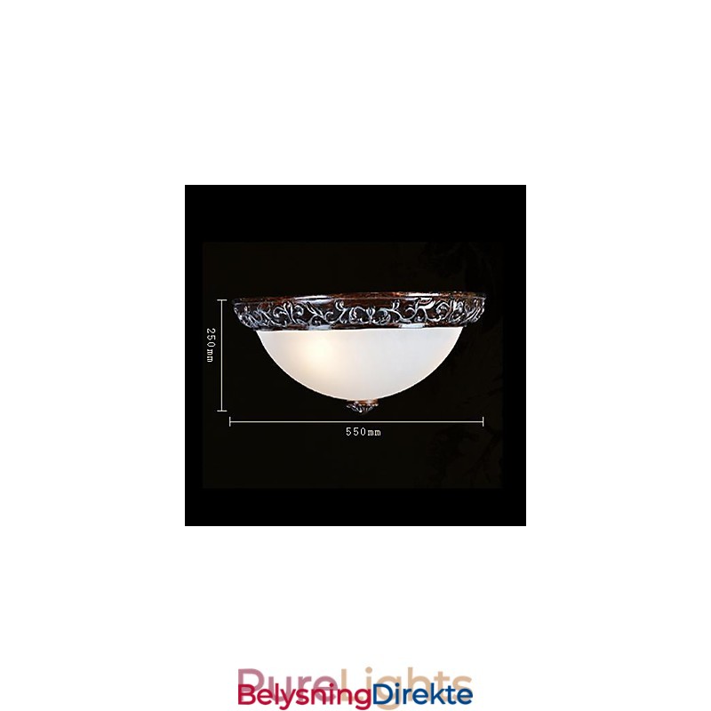 Innfelt Lampe I Glassharpiks, Sølvutskjæring, Europeisk Klassisk