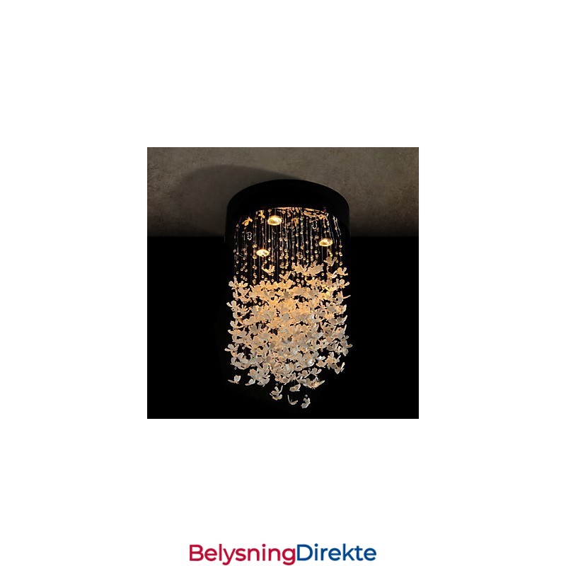 Moderne Halvinnfelt Lampe Med Sommerfuglskjerm Og 3 Lys