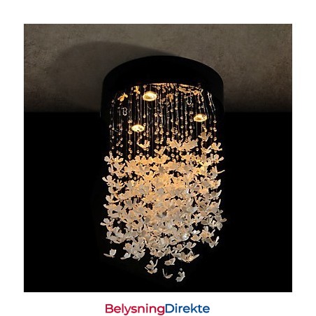 Moderne Halvinnfelt Lampe Med Sommerfuglskjerm Og 3 Lys