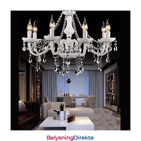 Lysekrone I Krystall, Moderne, 6 Lys, Samtidskunst, Glass