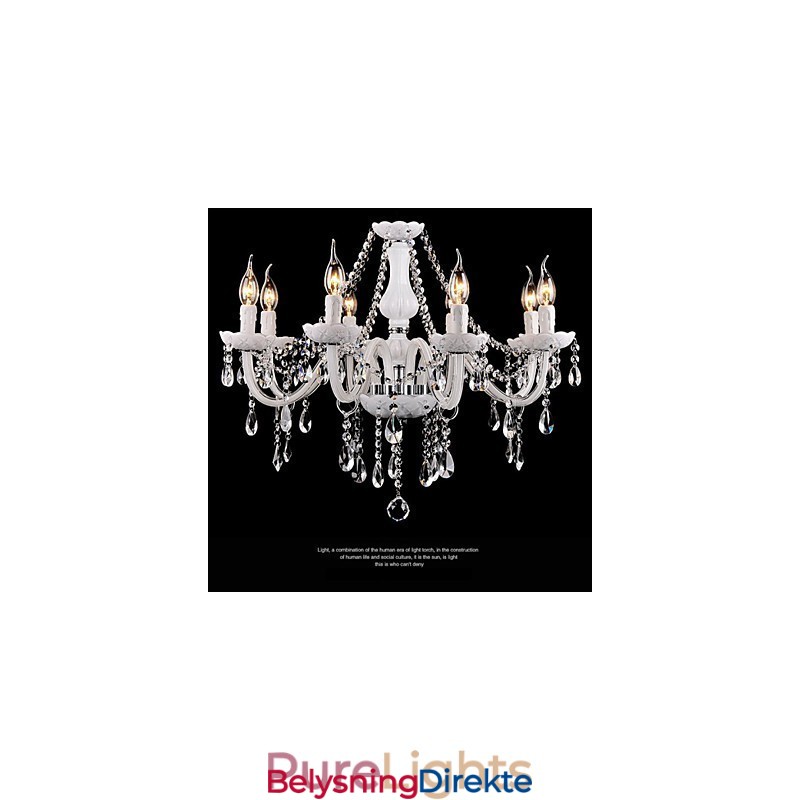 Lysekrone I Krystall, Moderne, 8 Lys, Samtidskunst, Glass