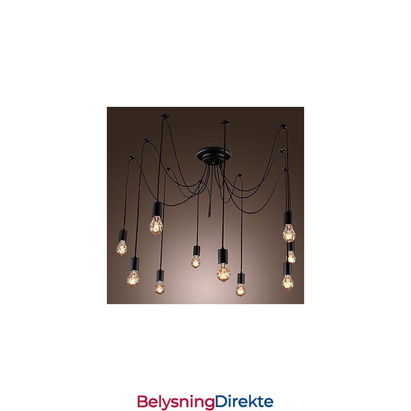 Lysekrone Vintage Design Pærer Inkludert Stue 10 Lys Pendellampe
