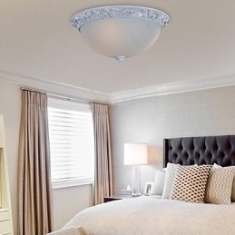 Hvit Innfelt Lampe I Glassharpiks, Europeisk Klassisk