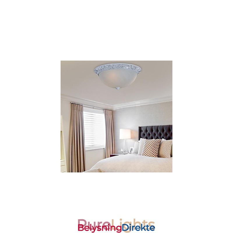 Hvit Innfelt Lampe I Glassharpiks, Europeisk Klassisk