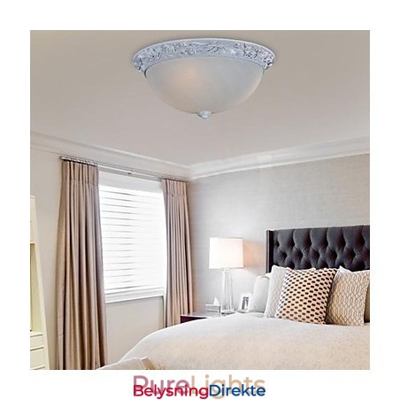 Hvit Innfelt Lampe I Glassharpiks, Europeisk Klassisk