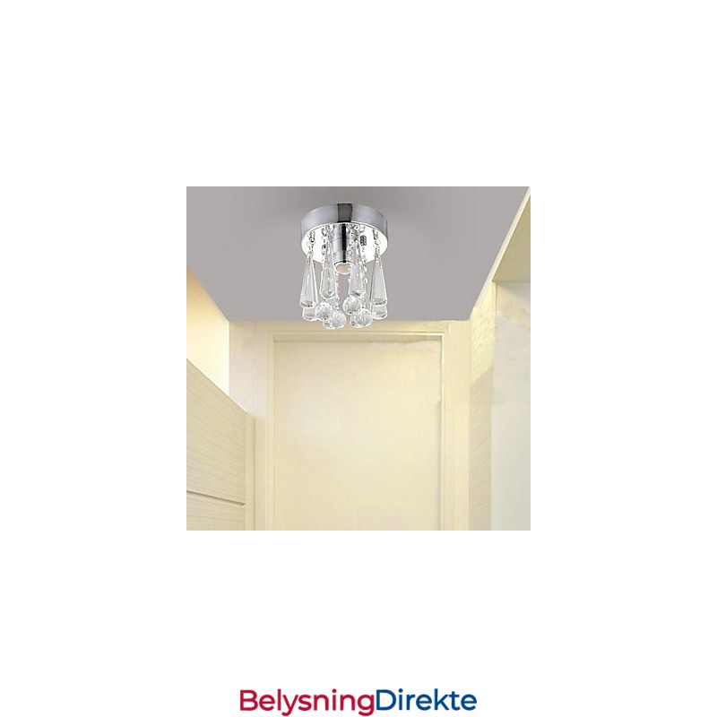 1 Lys Halvinnfelt Montering I Krystall