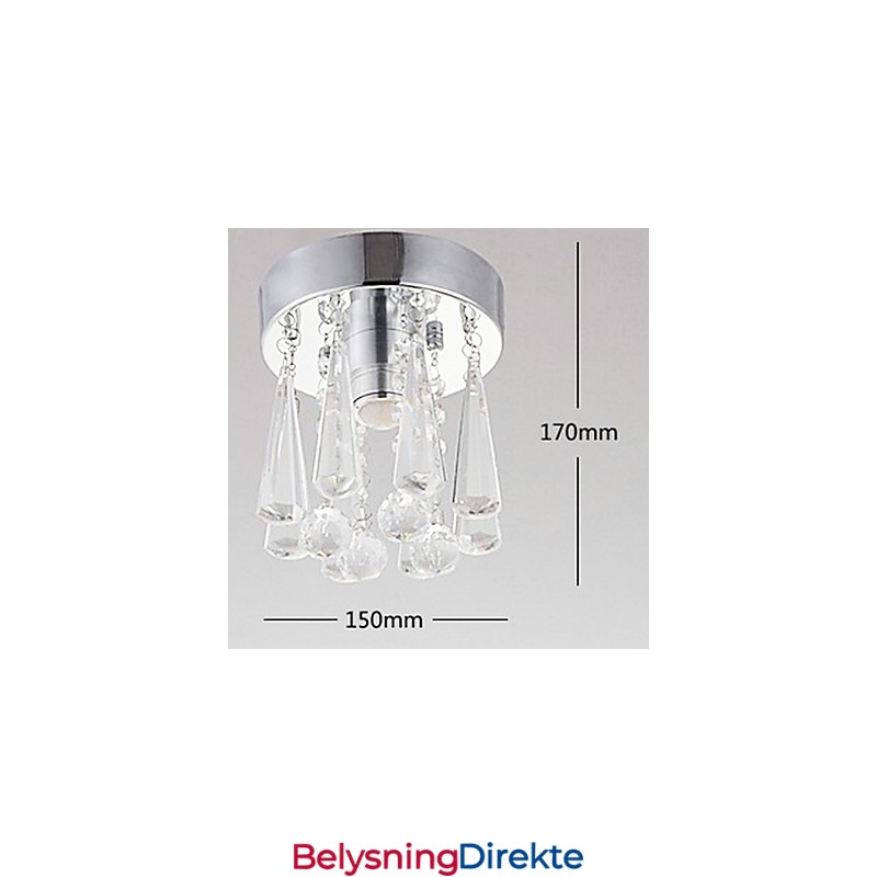 1 Lys Halvinnfelt Montering I Krystall