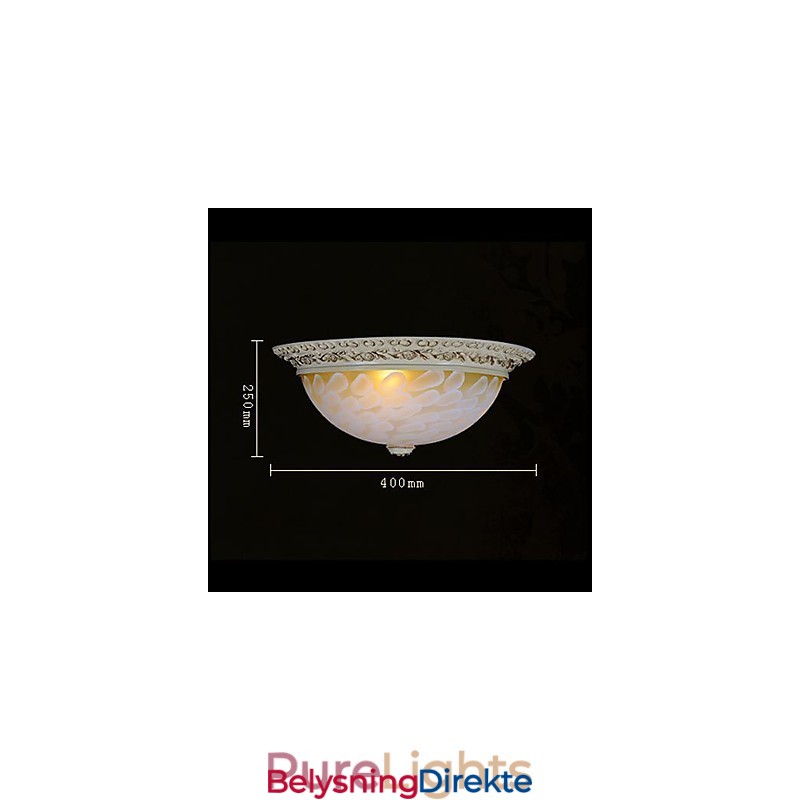 Hvit Innfelt Lampe Med Mønster I Glassharpiks, Gullskjæring, Europeisk Klassisk