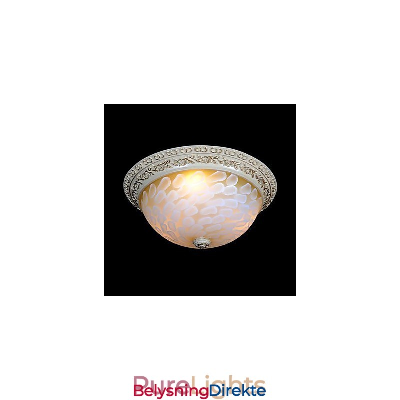 Hvit Innfelt Lampe Med Mønster I Glassharpiks, Gullskjæring, Europeisk Klassisk