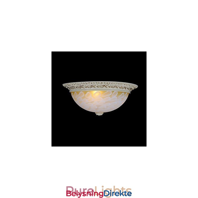 Hvit Innfelt Lampe Med Mønster I Glassharpiks, Gullskjæring, Europeisk Klassisk