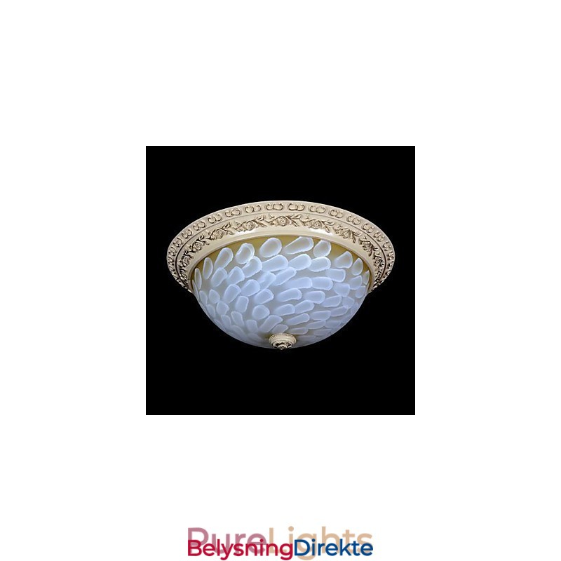 Hvit Innfelt Lampe Med Mønster I Glassharpiks, Gullskjæring, Europeisk Klassisk