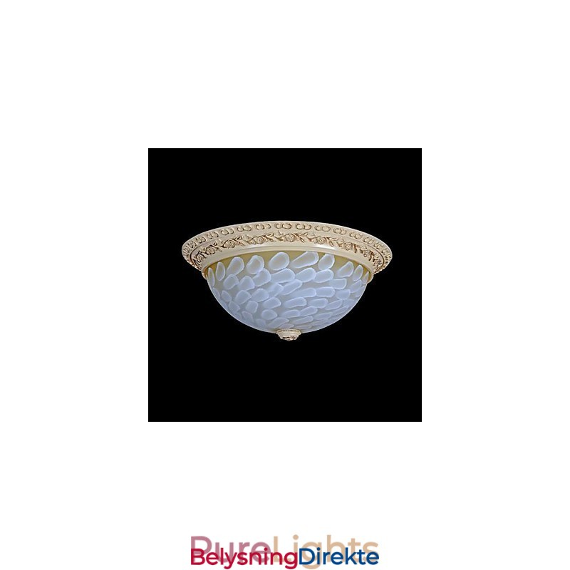 Hvit Innfelt Lampe Med Mønster I Glassharpiks, Gullskjæring, Europeisk Klassisk