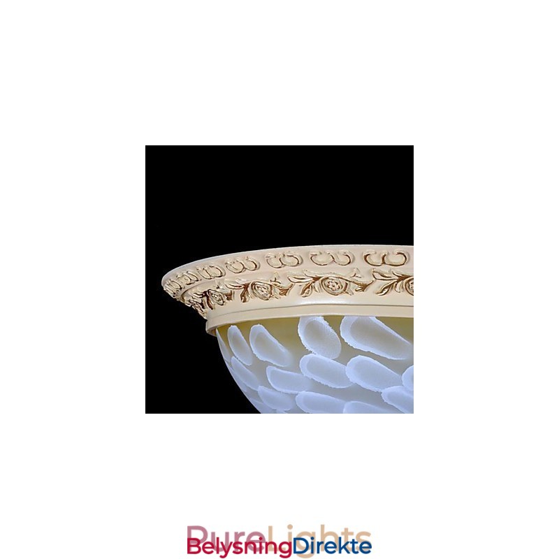 Hvit Innfelt Lampe Med Mønster I Glassharpiks, Gullskjæring, Europeisk Klassisk