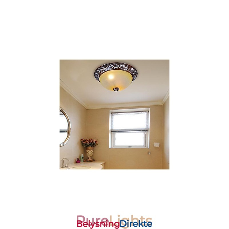 Innfelt Lampe Hvit Gul Glass Harpiks Sølv Utskjæring Europeisk Klassisk