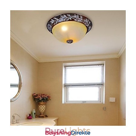 Innfelt Lampe Hvit Gul Glass Harpiks Sølv Utskjæring Europeisk Klassisk