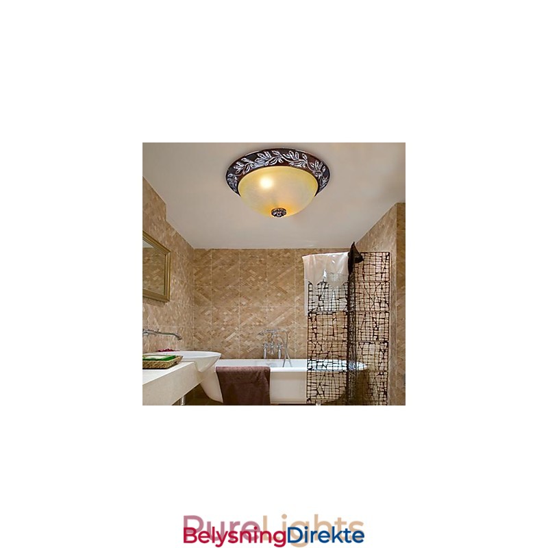 Innfelt Lampe Hvit Gul Glass Harpiks Sølv Utskjæring Europeisk Klassisk