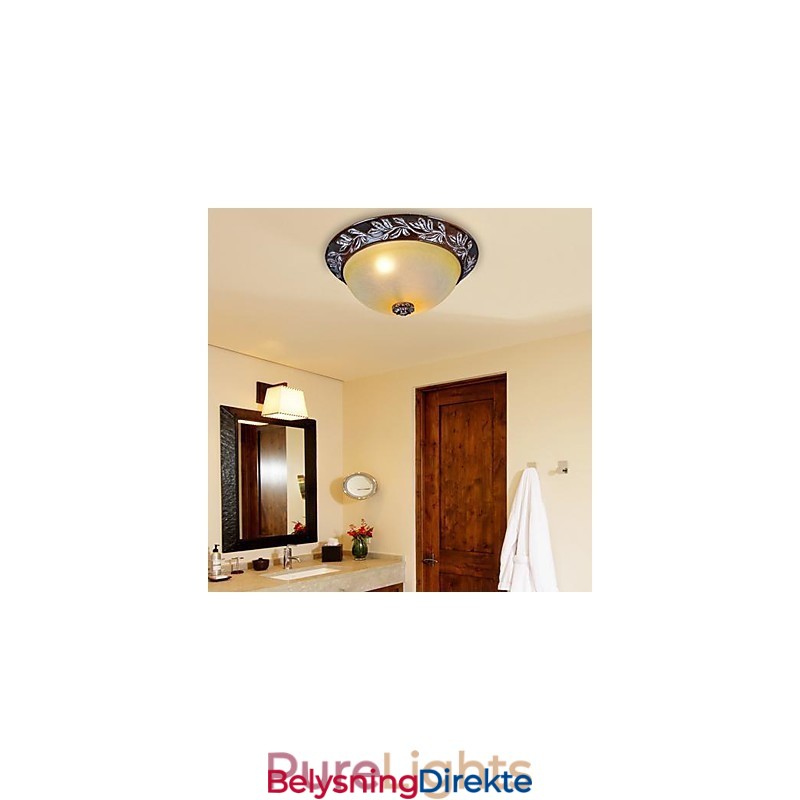 Innfelt Lampe Hvit Gul Glass Harpiks Sølv Utskjæring Europeisk Klassisk