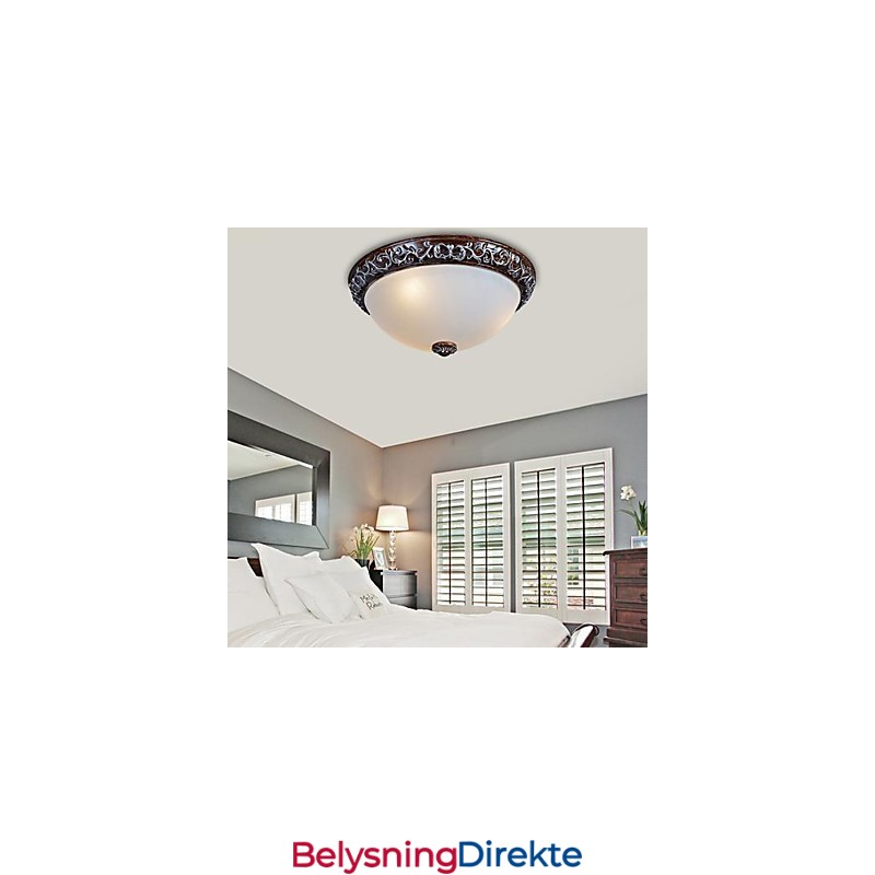 Innfelt Lampe I Glassharpiks, Sølvutskjæring, Europeisk Klassisk