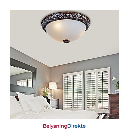 Innfelt Lampe I Glassharpiks, Sølvutskjæring, Europeisk Klassisk