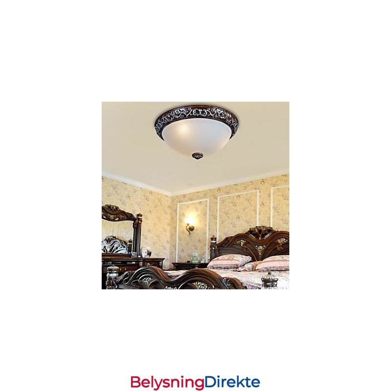 Innfelt Lampe I Glassharpiks, Sølvutskjæring, Europeisk Klassisk