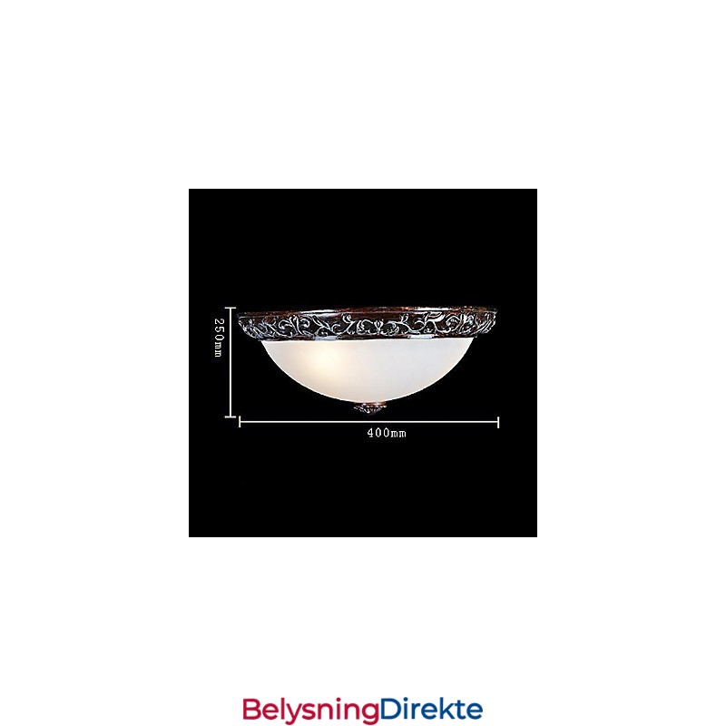 Innfelt Lampe I Glassharpiks, Sølvutskjæring, Europeisk Klassisk