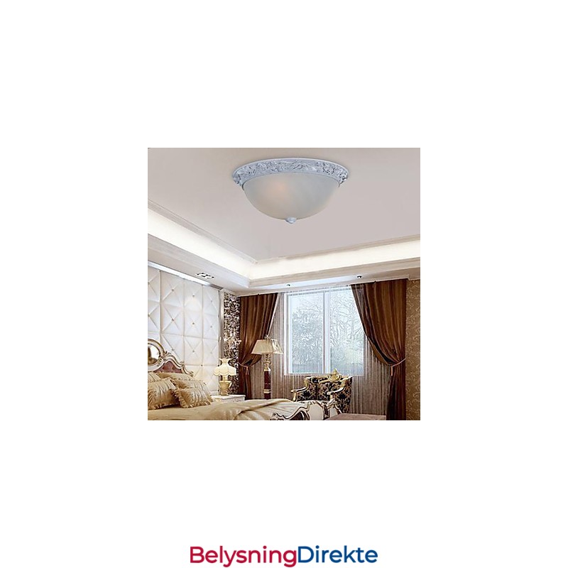 Hvit Innfelt Lampe I Glassharpiks, Europeisk Klassisk