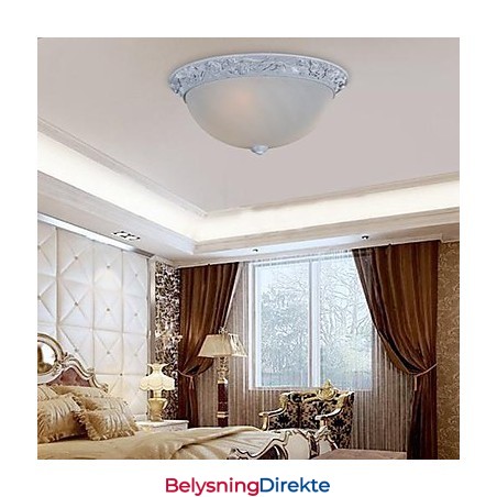 Hvit Innfelt Lampe I Glassharpiks, Europeisk Klassisk