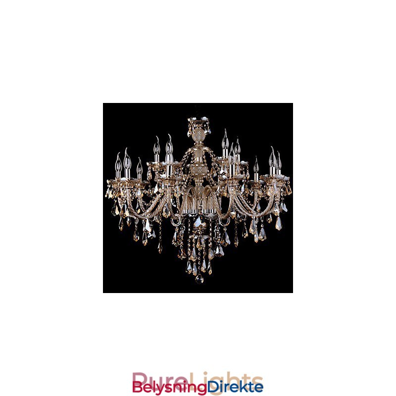 Lysekrone I Krystall, Konjakkfarget, Luksuriøs, Moderne, 2-Etasjes Stue, 15 Lys