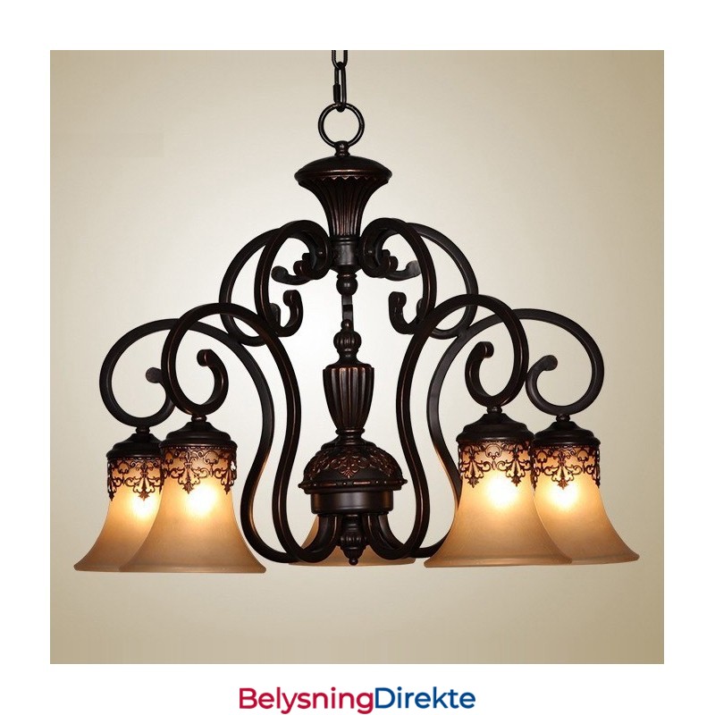 Vintage Landlig Øymaleri Metalllysekrone Innfelt