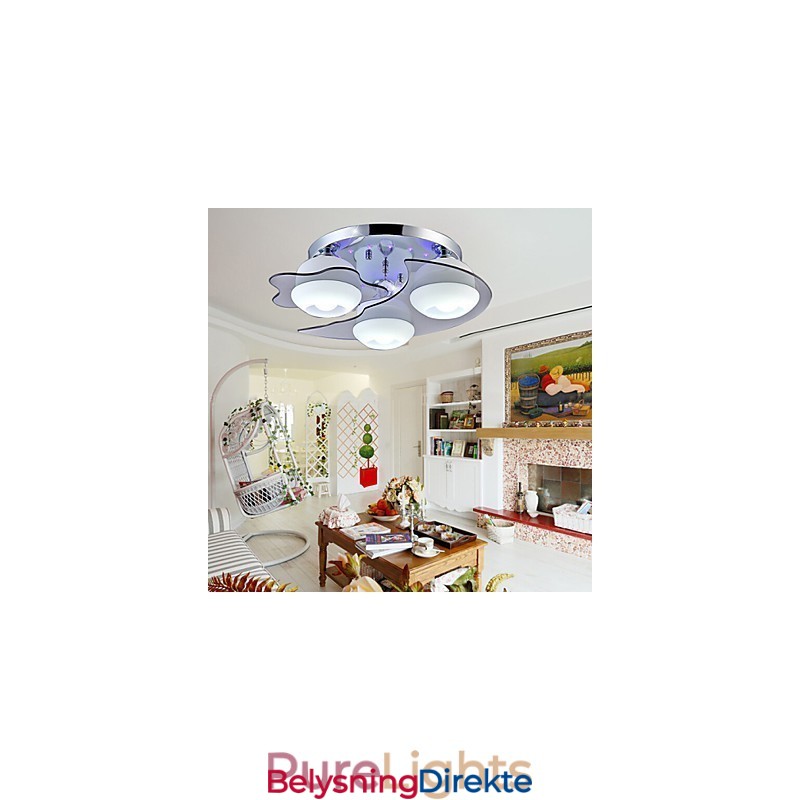 Innfelt 3 Lys Moderne Mote Kontraktert Hvit Rustfritt Stål Metall