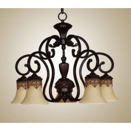 Vintage Landlig Øymaleri Metalllysekrone Innfelt