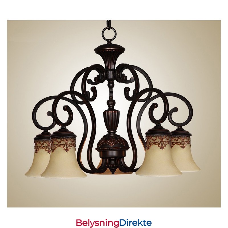 Vintage Landlig Øymaleri Metalllysekrone Innfelt