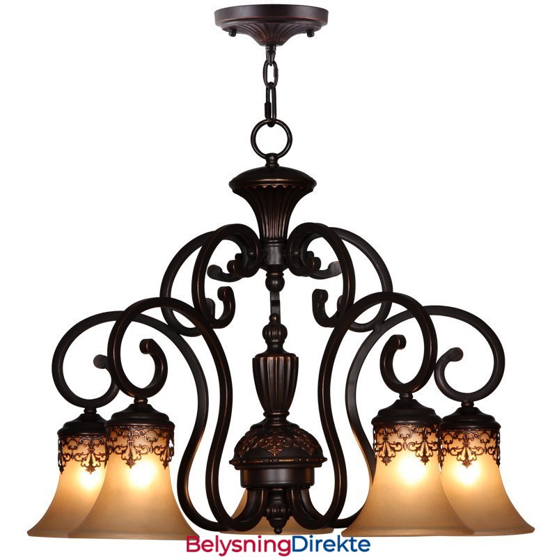 Vintage Landlig Øymaleri Metalllysekrone Innfelt