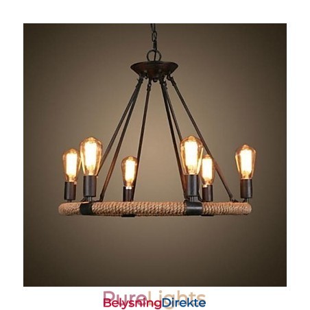 Tradisjonell Klassisk Rustikk Hytte Retro Landlig Vintage Maleri Metall Pendellampe