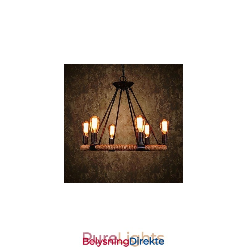 Tradisjonell Klassisk Rustikk Hytte Retro Landlig Vintage Maleri Metall Pendellampe