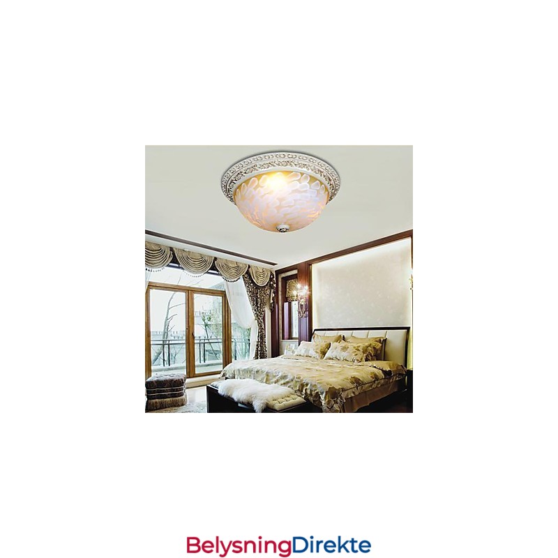 Hvit Innfelt Lampe Med Mønster I Glassharpiks, Gullskjæring, Europeisk Klassisk