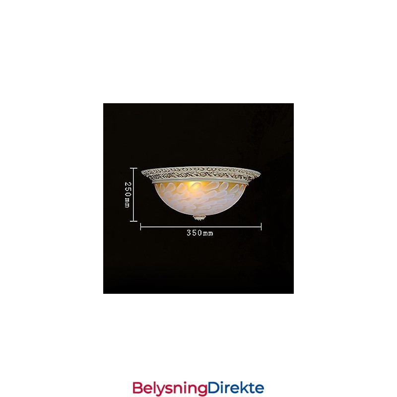 Hvit Innfelt Lampe Med Mønster I Glassharpiks, Gullskjæring, Europeisk Klassisk