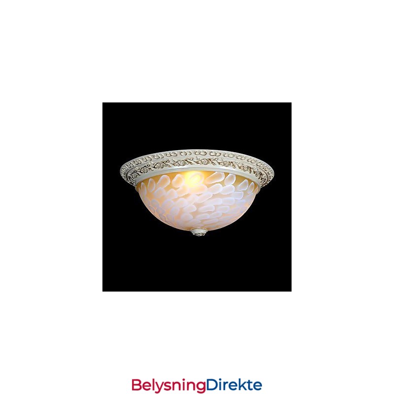 Hvit Innfelt Lampe Med Mønster I Glassharpiks, Gullskjæring, Europeisk Klassisk