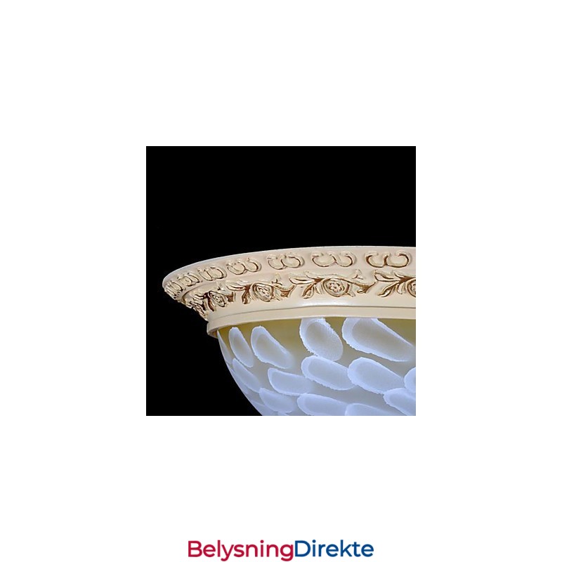 Hvit Innfelt Lampe Med Mønster I Glassharpiks, Gullskjæring, Europeisk Klassisk