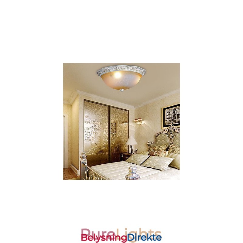 Hvit Innfelt Lys Gul Hvit Glass Harpiks Mønster Utskjæring Europeisk Klassisk