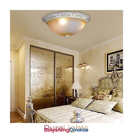 Hvit Innfelt Lys Gul Hvit Glass Harpiks Mønster Utskjæring Europeisk Klassisk